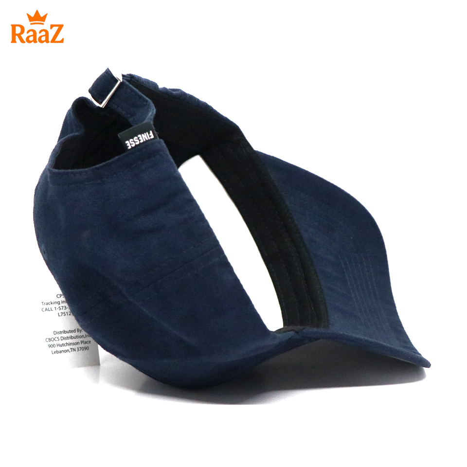 Picture of Navy Blue Velvet Fabric Embroidery Logo Curved Visor Cap