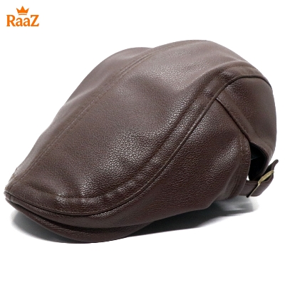 Picture of Brown Leather Beret Vintage Hat For Men