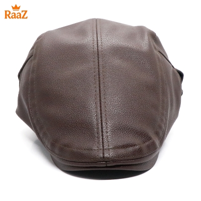 Picture of Brown Leather Beret Vintage Hat For Men
