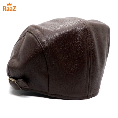 Picture of Brown Leather Beret Vintage Hat For Men
