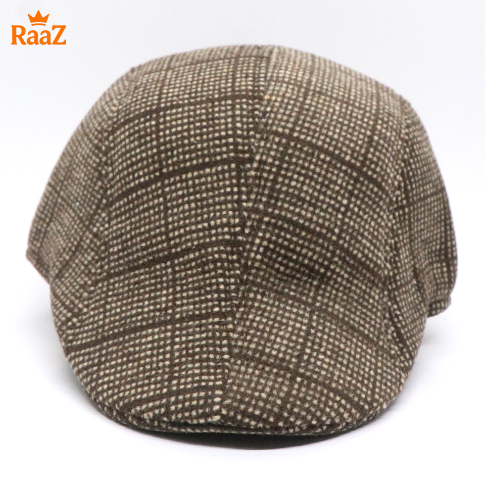 Picture of Brown Check Retro Charm Wool Checkered Cap For Men