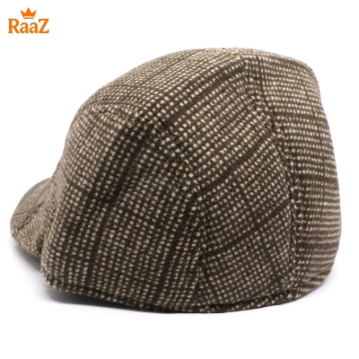 Picture of Brown Check Retro Charm Wool Checkered Cap For Men