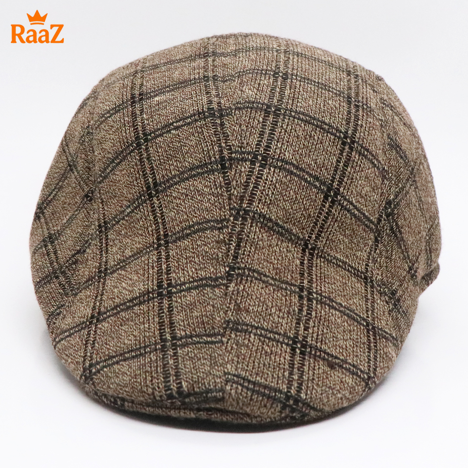 Picture of Brown Retro Charm Wool Checkered Cap For Men