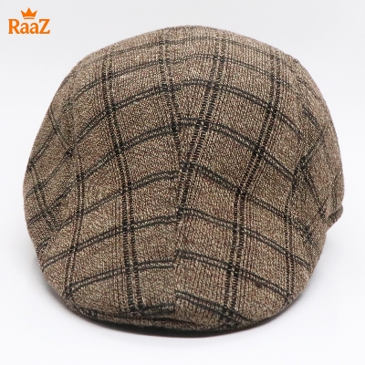 Picture of Brown Retro Charm Wool Checkered Cap For Men