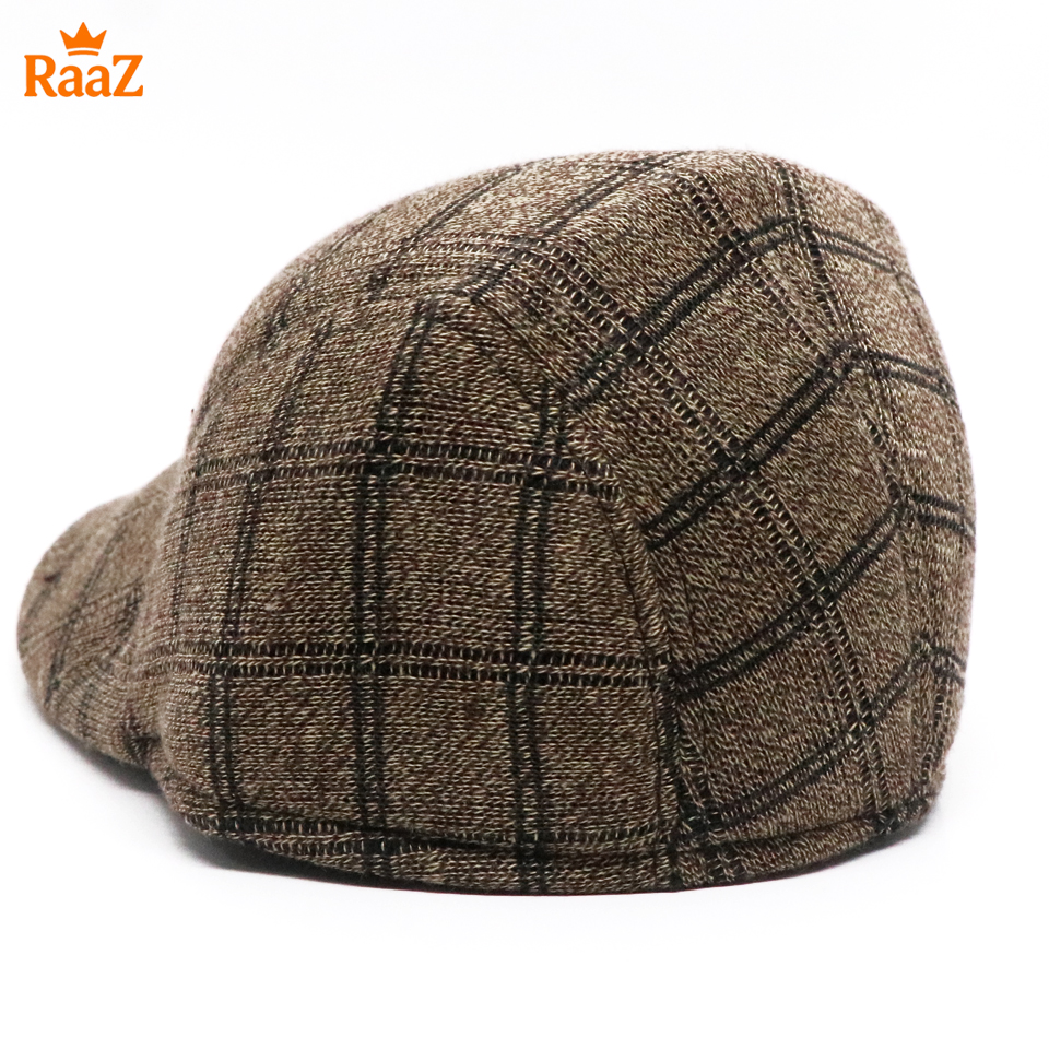 Picture of Brown Retro Charm Wool Checkered Cap For Men