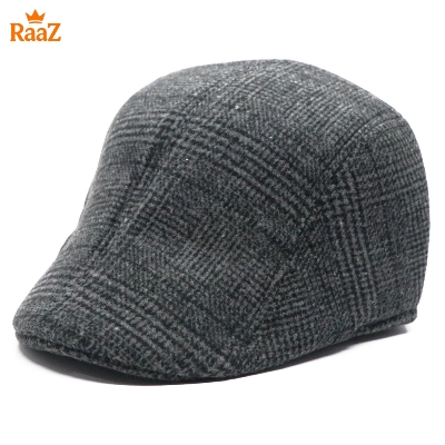 Picture of Full Black Modern Gentleman Wool Flat Cap For Men