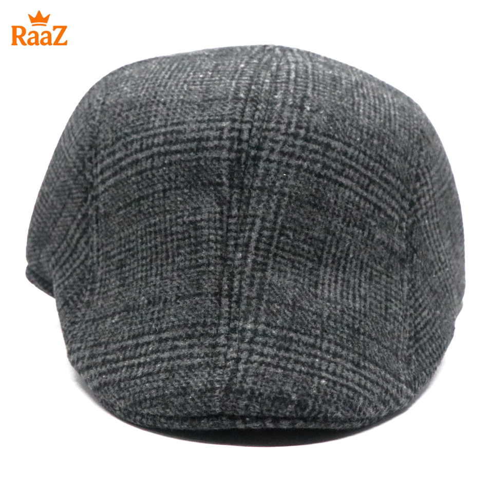 Picture of Full Black Modern Gentleman Wool Flat Cap For Men