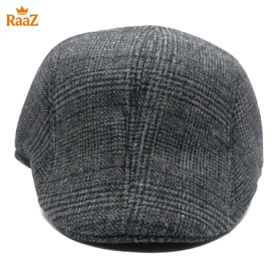 Picture of Full Black Modern Gentleman Wool Flat Cap For Men