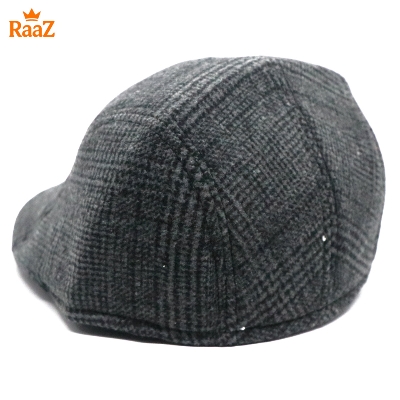 Picture of Full Black Modern Gentleman Wool Flat Cap For Men