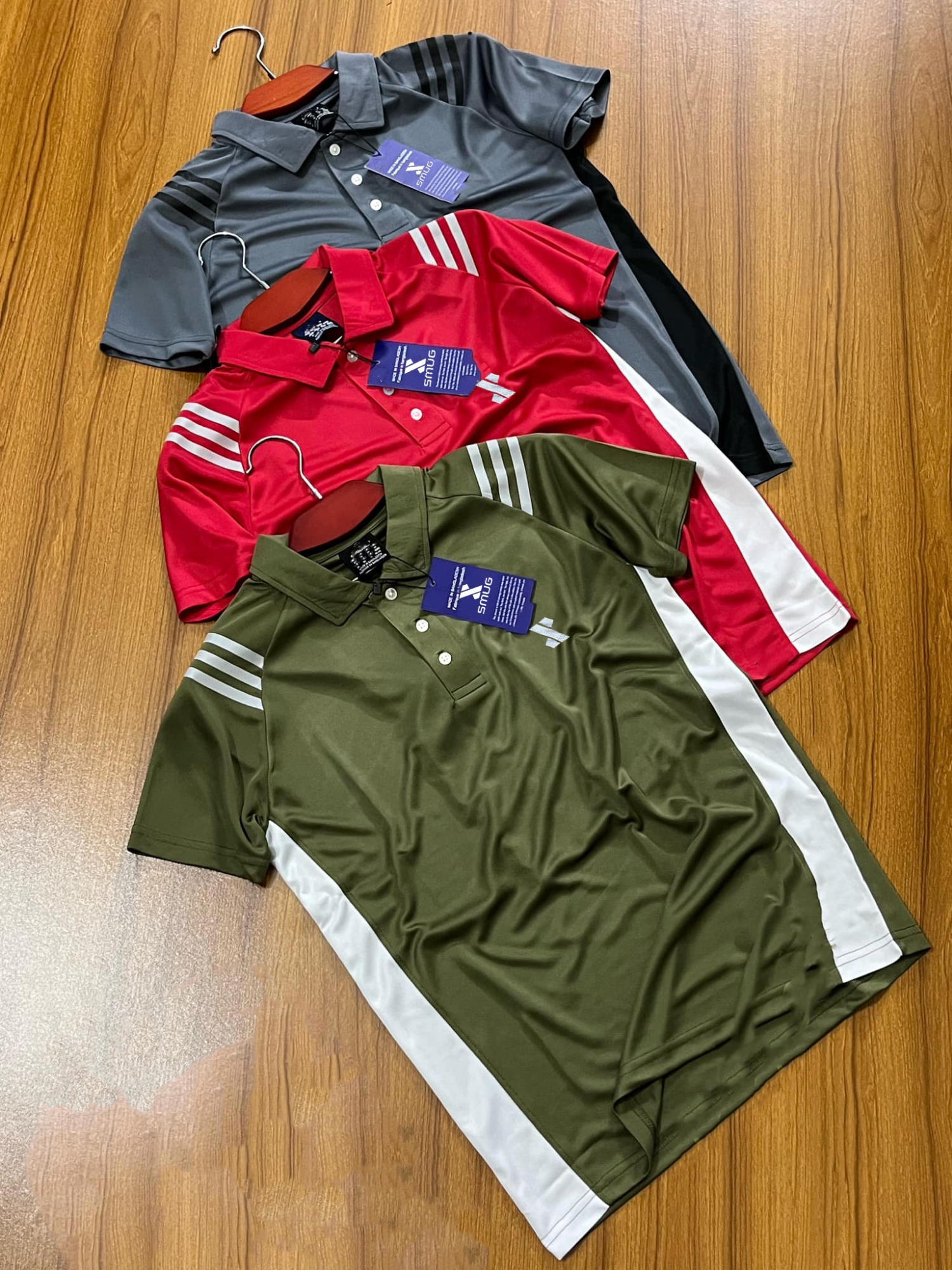 Picture of SMUG Premium Combo Offer Polo shirt - Olive , Grey, Red - 3 pis combo