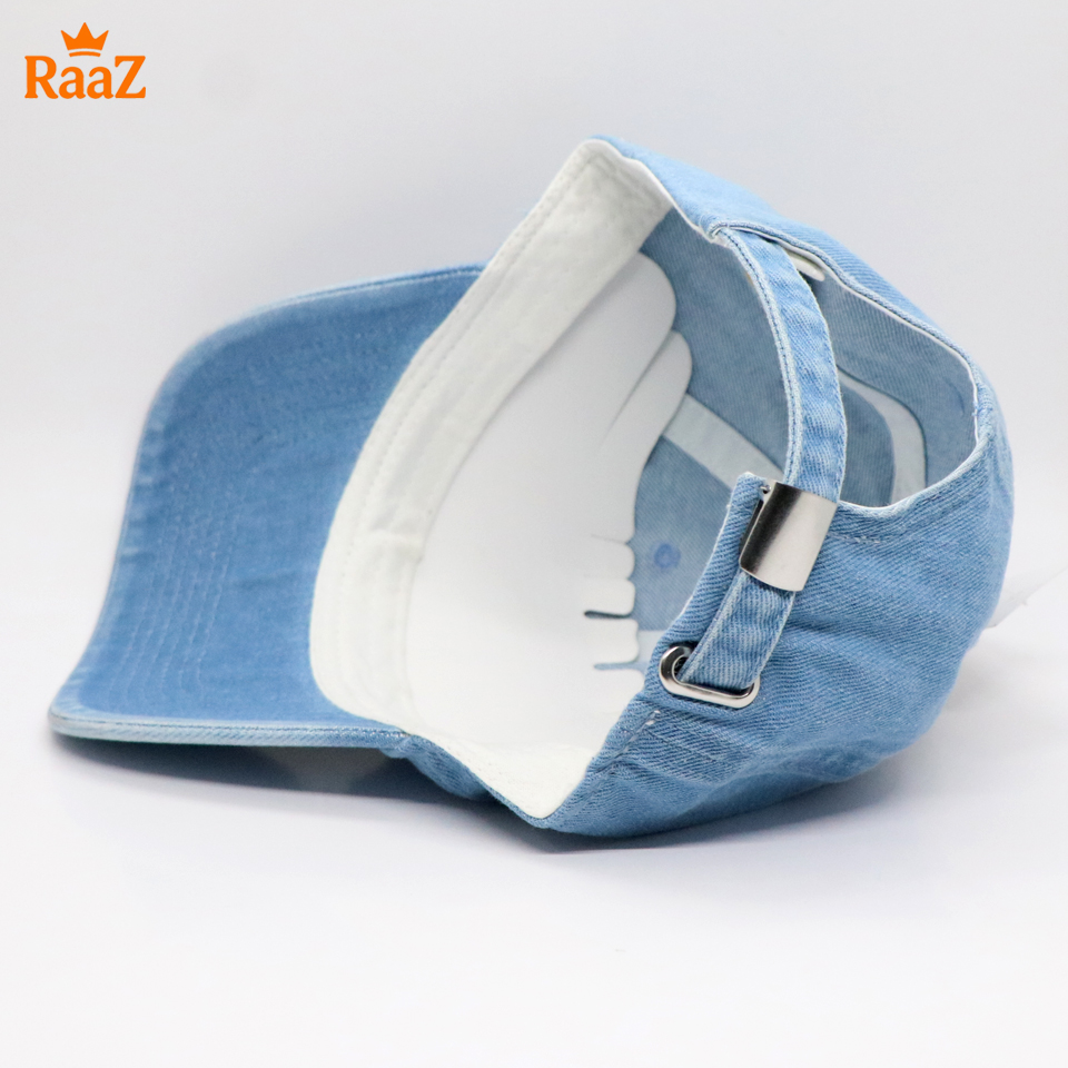 Picture of Sky Blue Denim Ripped Visor Cap For Men
