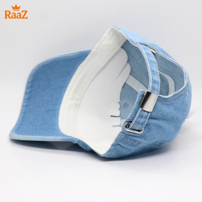 Picture of Sky Blue Denim Ripped Visor Cap For Men
