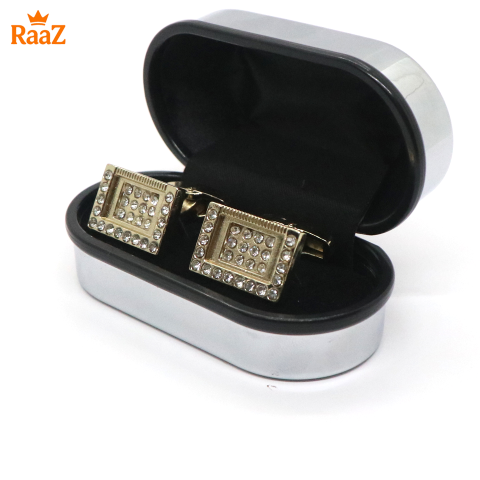 Picture of Golden Rectangle Shape Gem Cufflink For Men