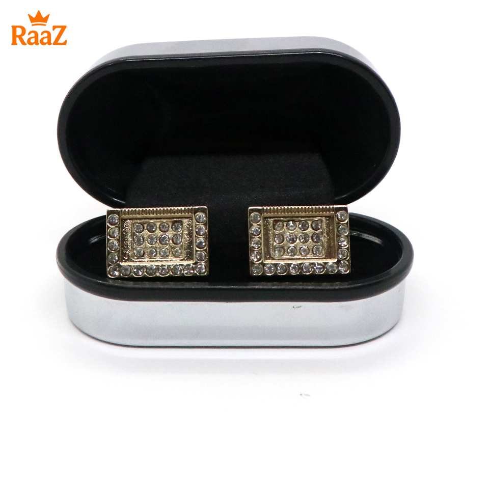Picture of Golden Rectangle Shape Gem Cufflink For Men