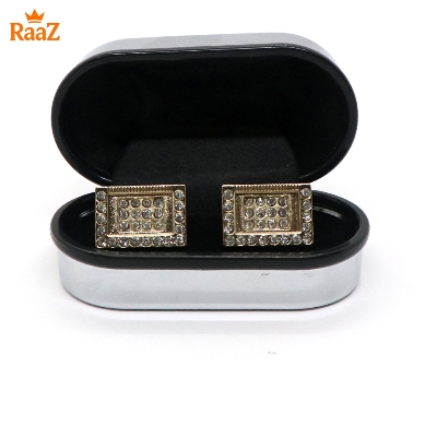 Picture of Golden Rectangle Shape Gem Cufflink For Men