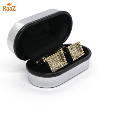 Picture of Golden Rectangle Shape Gem Cufflink For Men