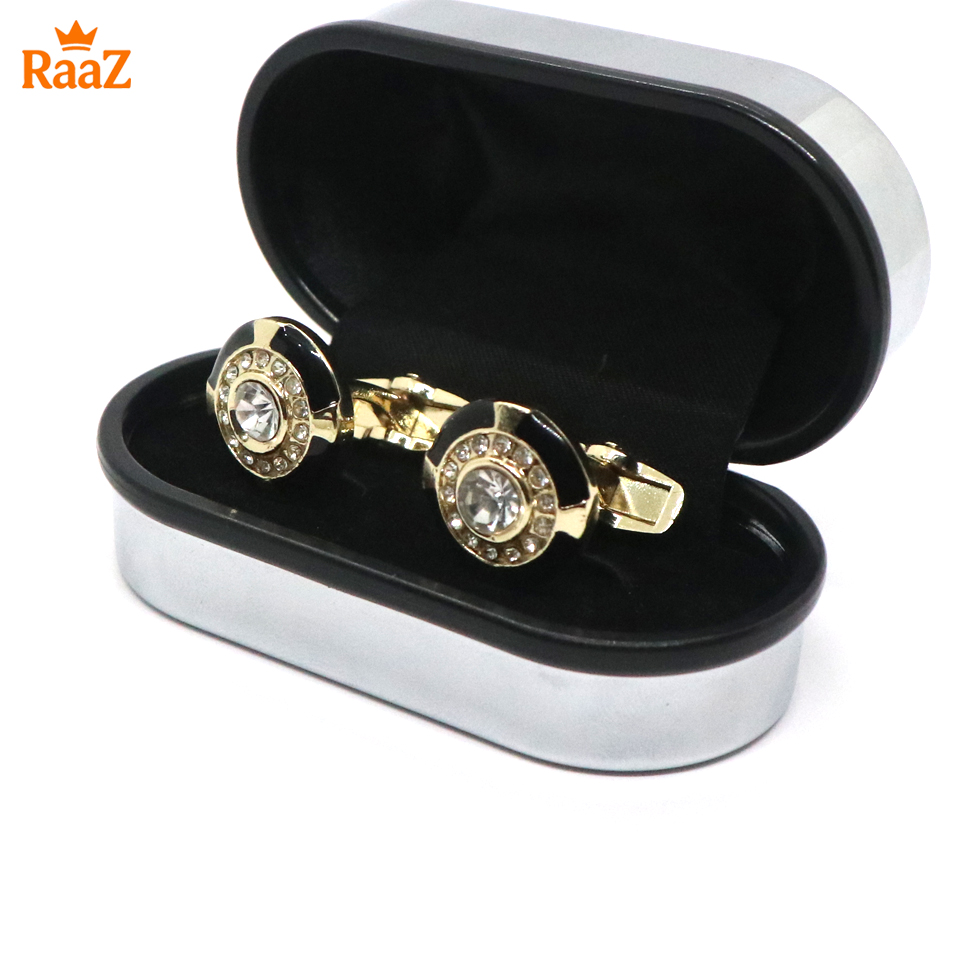 Picture of Golden Ruby Center Round Frame Cufflink For Men
