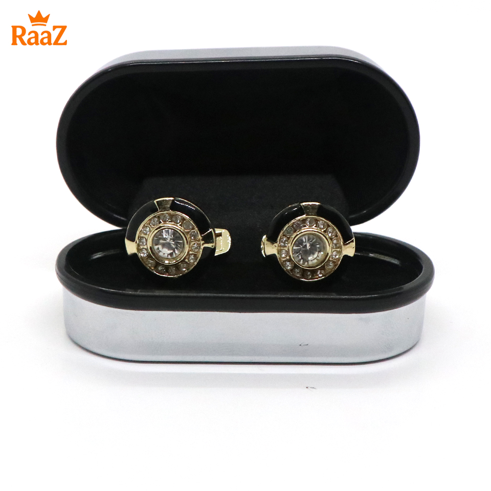 Picture of Golden Ruby Center Round Frame Cufflink For Men