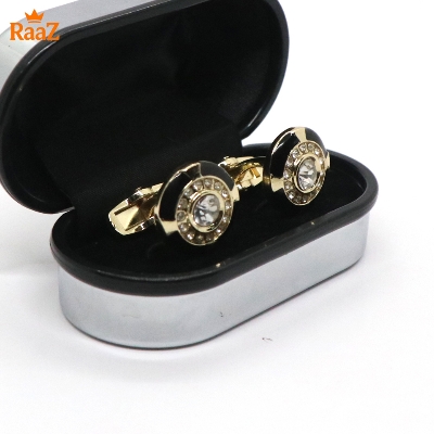 Picture of Golden Ruby Center Round Frame Cufflink For Men