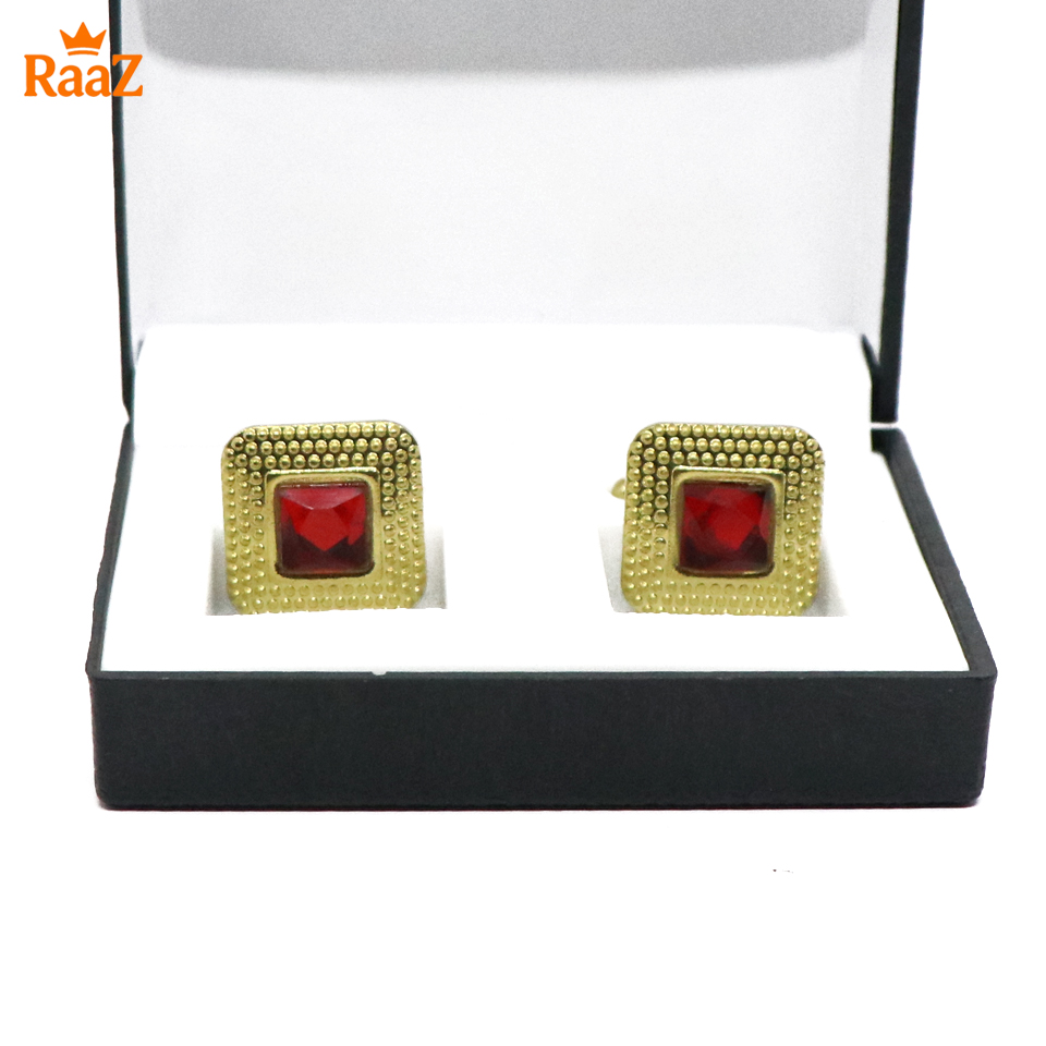Picture of Golden Red Emerald Spark Classic Cufflink For Men