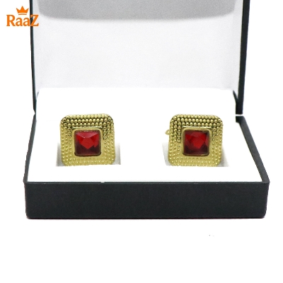 Picture of Golden Red Emerald Spark Classic Cufflink For Men