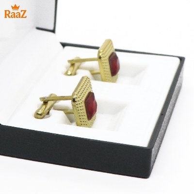 Picture of Golden Red Emerald Spark Classic Cufflink For Men