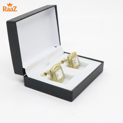 Picture of Mirror Gold Emerald Spark Classic Cufflink For Men