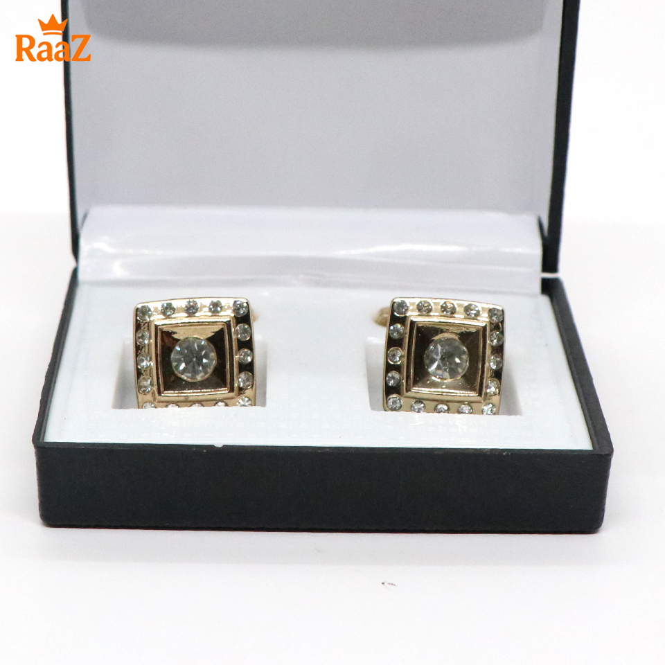 Picture of Golden White Emerald Spark Classic Cufflink For Men