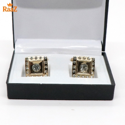 Picture of Golden White Emerald Spark Classic Cufflink For Men