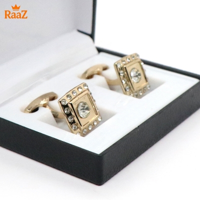 Picture of Golden White Emerald Spark Classic Cufflink For Men