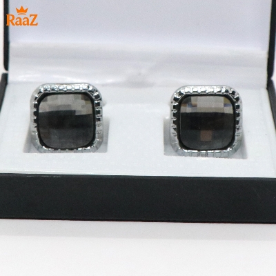 Picture of Full Silver Emerald Spark Classic Cufflink For Men