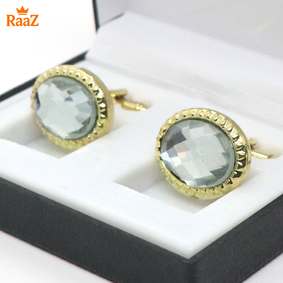 Picture of Golden Silver Floral Crest Antique Cufflink For Men