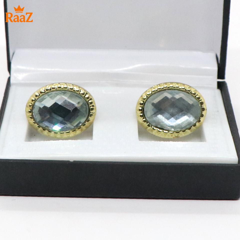 Picture of Golden Silver Floral Crest Antique Cufflink For Men