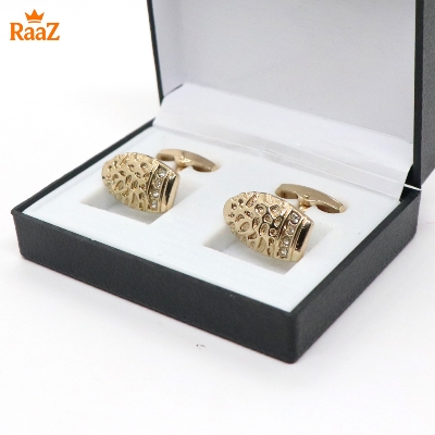 Picture of Golden Oval Shape Onyx Cufflink For Men