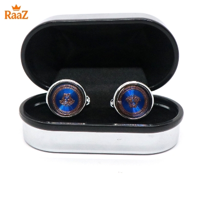Picture of Silver Blue Versace Gem Cufflinks For Men