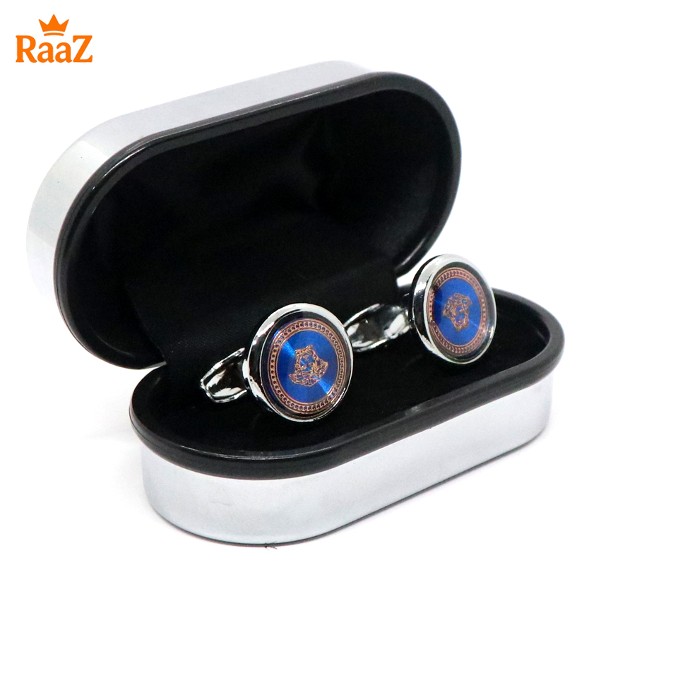 Picture of Silver Blue Versace Gem Cufflinks For Men