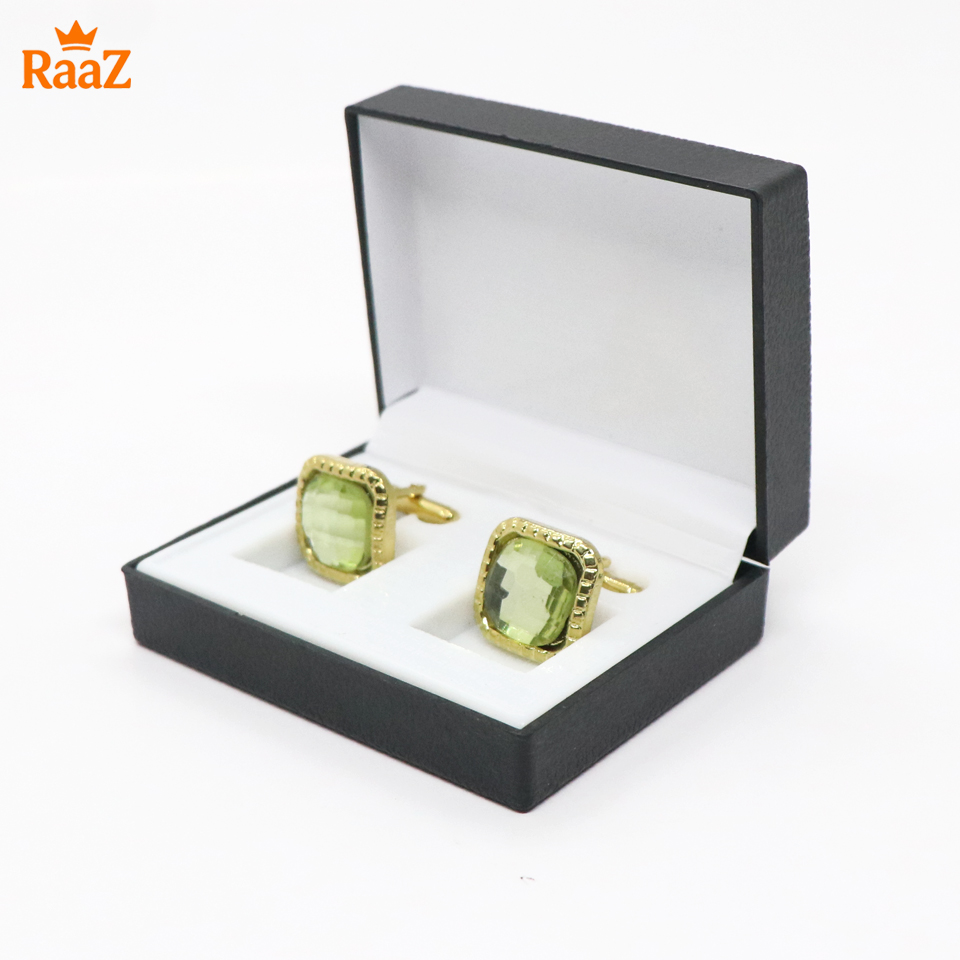 Picture of Golden Ruby Center Oval Frame Cufflink For Men