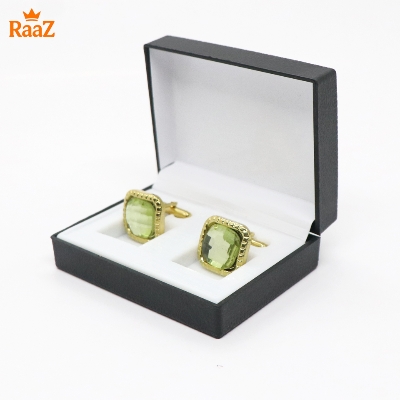 Picture of Golden Ruby Center Oval Frame Cufflink For Men