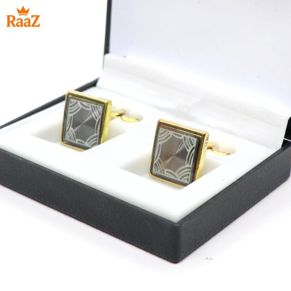 Picture of Golden Silver Emerald Spark Classic Cufflink For Men