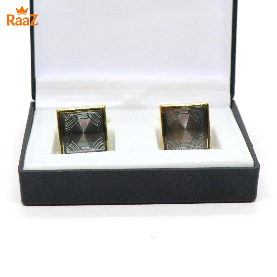 Picture of Golden Silver Emerald Spark Classic Cufflink For Men