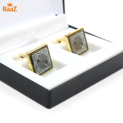 Picture of Golden Silver Emerald Spark Classic Cufflink For Men
