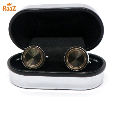 Picture of Silver Olive Ruby Center Round Frame Cufflink For Men