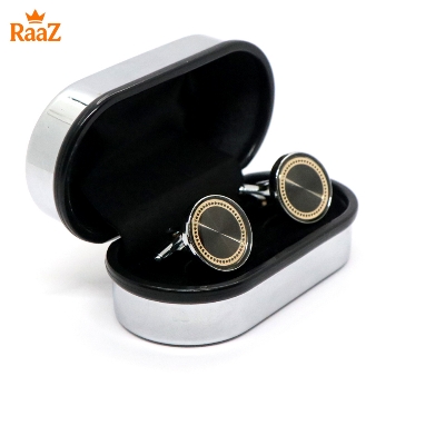 Picture of Silver Olive Ruby Center Round Frame Cufflink For Men