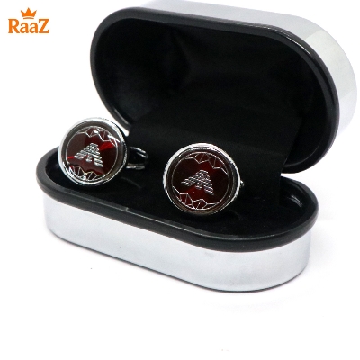 Picture of Silver Red Armenia Ruby Center Round Frame Cufflink For Men