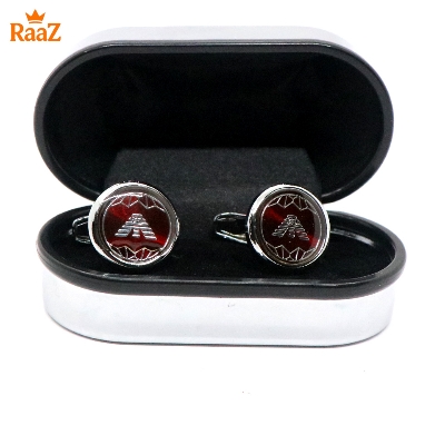 Picture of Silver Red Armenia Ruby Center Round Frame Cufflink For Men