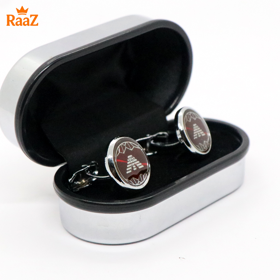 Picture of Silver Red Armenia Ruby Center Round Frame Cufflink For Men