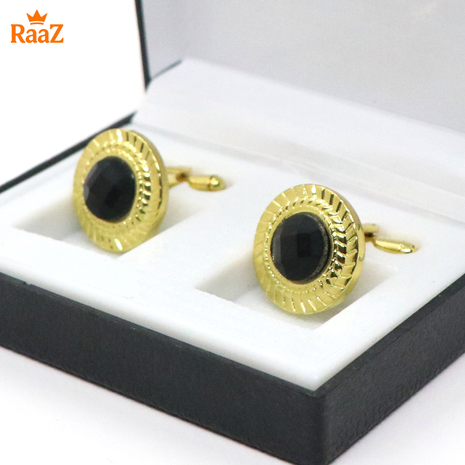 Picture of Golden Black Matte Bar Cufflink For Men