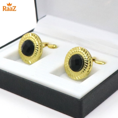 Picture of Golden Black Matte Bar Cufflink For Men