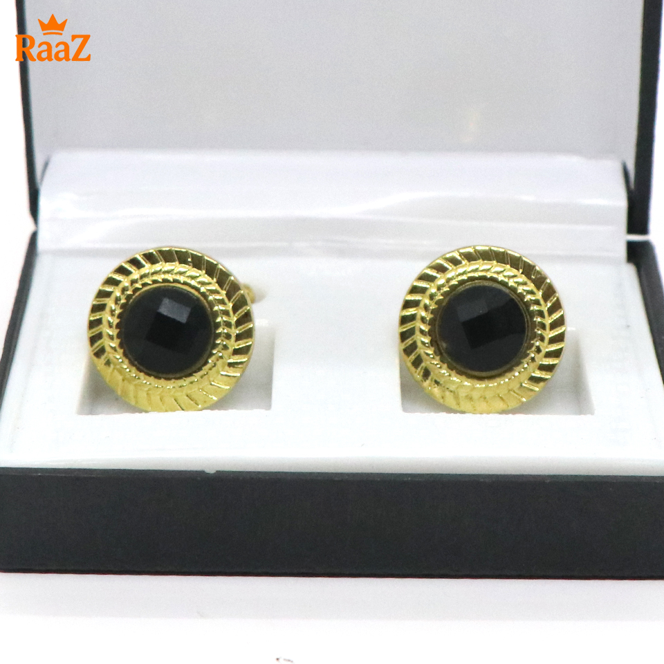 Picture of Golden Black Matte Bar Cufflink For Men