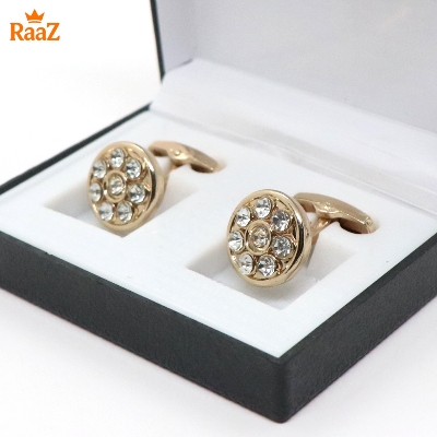 Picture of Silver White Ruby Round Frame Cufflink For Men